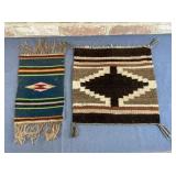 2 WOVEN SOUTHWESTERN STYLE WOOL MINI-RUGS /