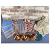 21 PCS: ASSORTED CROCHETED ITEMS: COASTERS,