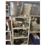 WHITE PLASTIC 4-TIER SHELF AND CONTENTS: LARGE