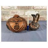 2 PCS: NATIVE Dï¿½COR ITEMS: 1 POTTERY PITCHER (HAS