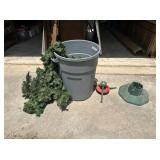 RUBBERMAID TRASH CAN WITH 2 CHRISTMAS TREE