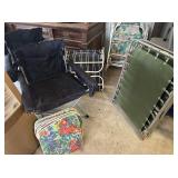 GROUP LOT: FOLDING CAMP CHAIRS, FOLDING COT,