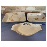 BOX LOT: 3 FLORAL / FRUIT-THEMED CASSEROLE DISHES-