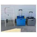 3 PCS: VINTAGE SHOPPING CART & PLASTIC COLLAPSIBLE