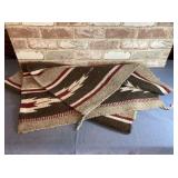 56" X 28" SOUTHWESTERN STYLE RUG, RED AND BROWN