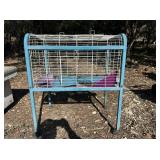 BLUE & WHITE RABBIT CAGE ON WHEELS