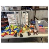 PLASTIC TOTE WITH ASSORTMENT OF TOYS, STUFFIES