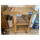 LIGHT WOOD 3 TIER KITCHEN CART WITH BUTCHER BLOCK