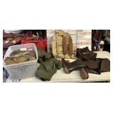 2 TOTES-GROUP LOT: MILITARY CLOTHING, BEIGE CANVAS