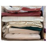 2 BOXES OF ASSORTED TABLECLOTHS, VARIOUS SIZES