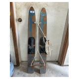PAIR OF VINTAGE WOODEN COMBO WATER SKI