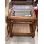 GLASS TOP OCCASIONAL TABLE -- LOWER WOOD