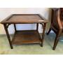 END TABLE WITH CANE LOWER SHELF