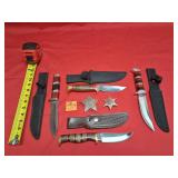 4 STAINLESS KNIVES & SHERIFF BADGES