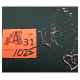 18' 14K WHITE GOLD HEART NECKLACE