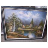 Landscape painting/sculptures, vintage lamps