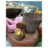 Wicker napkin holder coasters and waste basket