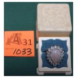 AUSTRALIAN OPAL & DIAMOND 14K & PLATINUM RING