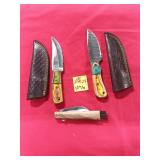 3 HANDCRAFTED DAMASCUS KNIVES