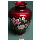JAPANESE CLOISONNE MATCHING LG RED ENAMEL VASE