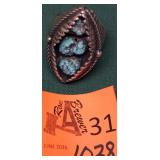 SIGNED NAVAJO SHADOW BOXED SEAFOAM MAN'S RING 925