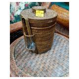 Wicker ice bucket with tongs