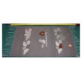 NAVAJO HAND WOVEN WOOL BROWN/PINK BIRD RUG