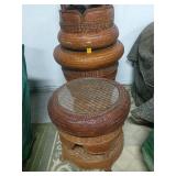 Three wicker round tables