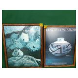 Framed southwestern Indian clay container pictures