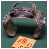 SIGNED NAVAJO SHADOW BOXED SEAFOAM WATCH CUFF
