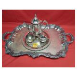 1950s VINTAGE SILVER PLATED SERVING TRAY/TEA SET