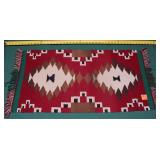 NAVAJO HAND WOVEN RED/BROWN/GREEN RUG