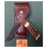 GERBER BRASS & STAG LOCKING FOLDER KNIFE