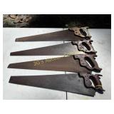 Lot of 4 Vintage Hand Saws