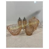 Lot of 5 Vintage Pink Depression Glass Items