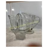 Lot of 3 Vintage Glassware Pitchers & Basket