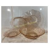 Lot of 5 Pink Depression Glass