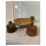 Lot of 3 Wood Bowl/Presses