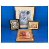 (4) Framed Big Cat Prints