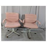 (2) Vintage Pink Rolling Chairs