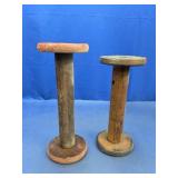 (2) Vintage Wooden Textile Spools