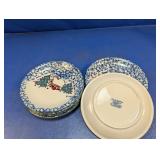 (6) Folk Craft Christmas-Themed Plates
