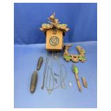 Cuckoo Clock w/ Weights & Parts for Repair