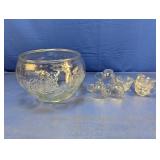 (7) Clear Pressed Glass punch Set