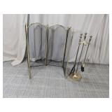 3-Panel Fireplace Screen & Matching Tool Set