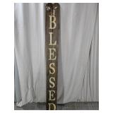 Rustic Wooden ï¿½Blessedï¿½ Vertical Sign