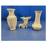 (3) White Decorative Vases