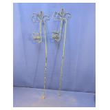 (2) Metal Flower-Top Garden Candle Stakes