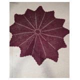 (1) Burgundy Crochet Round Throw
