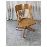 (1) Wooden Office Chair on Casters